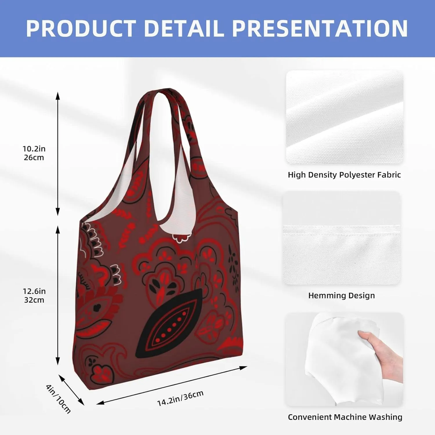 DKJlitter Fashion Canvas Tote Bag, Reusable Grocery Shopping Bag, Large capacity shopping bag Daily Utility Bag
