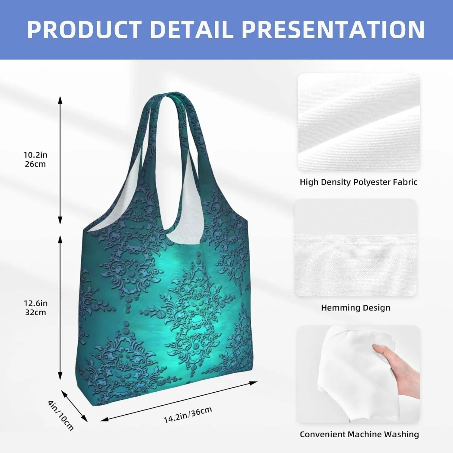 DKJlitter Fashion Canvas Tote Bag, Reusable Grocery Shopping Bag, Large capacity shopping bag Daily Utility Bag