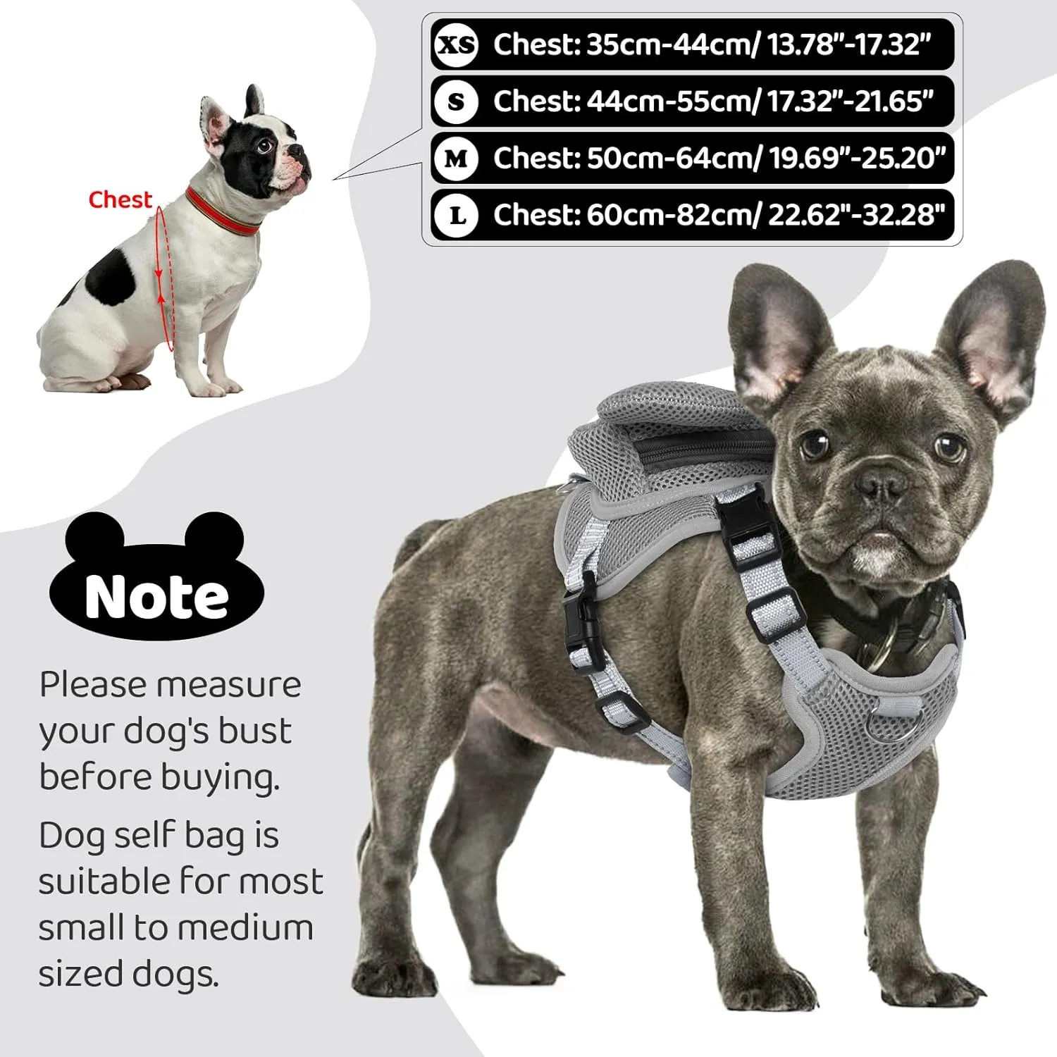 Dog Backpack Harness Dog Self Carrier Bag Adjustable No-Pull Pet Harness Vest Puppy Mesh Saddle Bag with D-Ring Cute Koala Backpack for Outdoor Travel Hiking Daily Walking Small Medium Dogs