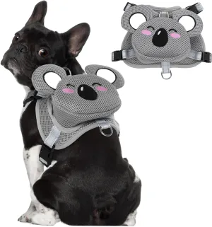 Dog Backpack Harness Dog Self Carrier Bag Adjustable No-Pull Pet Harness Vest Puppy Mesh Saddle Bag with D-Ring Cute Koala Backpack for Outdoor Travel Hiking Daily Walking Small Medium Dogs