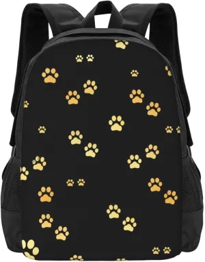 Dog Gold Paw Prints Lightweight Packable Backpack Travel Casual Large Capacity Daypack Foldable Backpack For Men Women