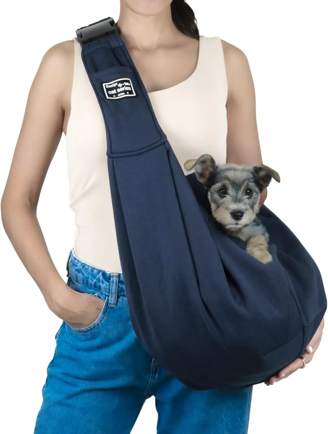 Dog Sling Carrier for Small Dogs & Cats - Reversible & Soft Pet Carrier, Adjustable Strap, Hands-Free Puppy Carrier for Dogs 0-15 lbs, Lightweight & Comfortable Sling for Travel, Walking & Outdoors