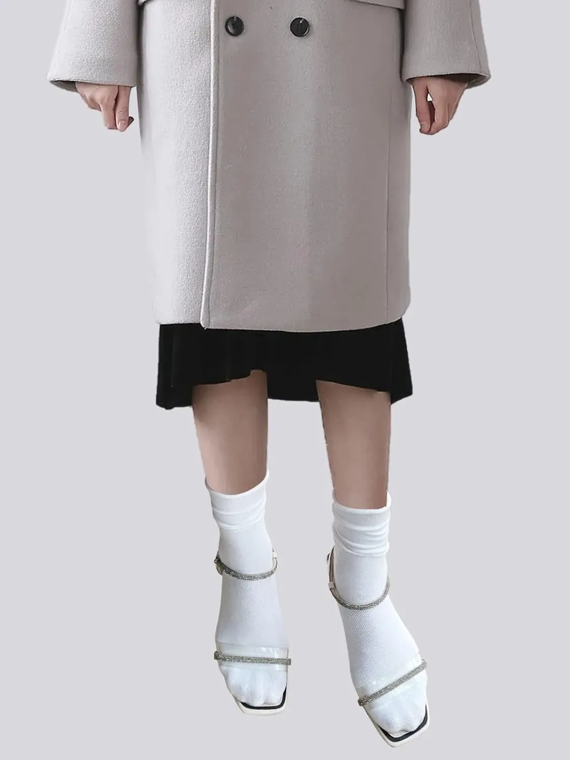 Doitall 3 Pairs Womens Roll Top Socks Slouch Cotton Crew Socks, Thin Socks with Seamless Toe & Non-Binding Top