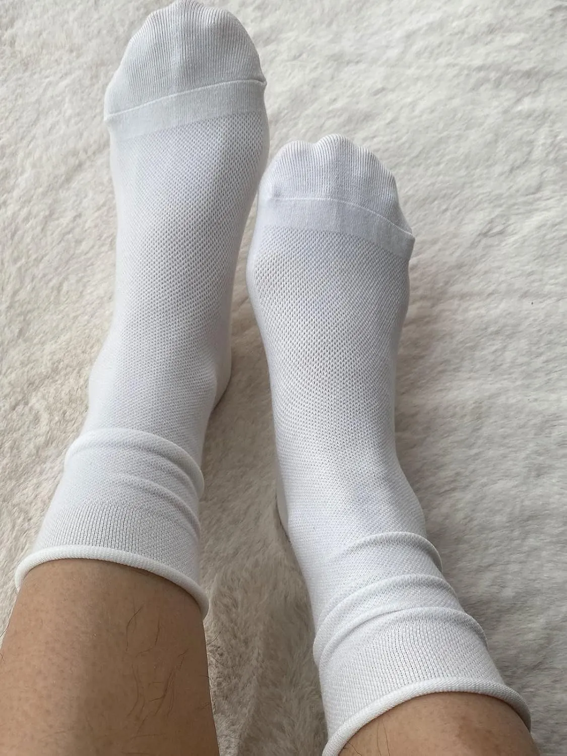 Doitall 3 Pairs Womens Roll Top Socks Slouch Cotton Crew Socks, Thin Socks with Seamless Toe & Non-Binding Top