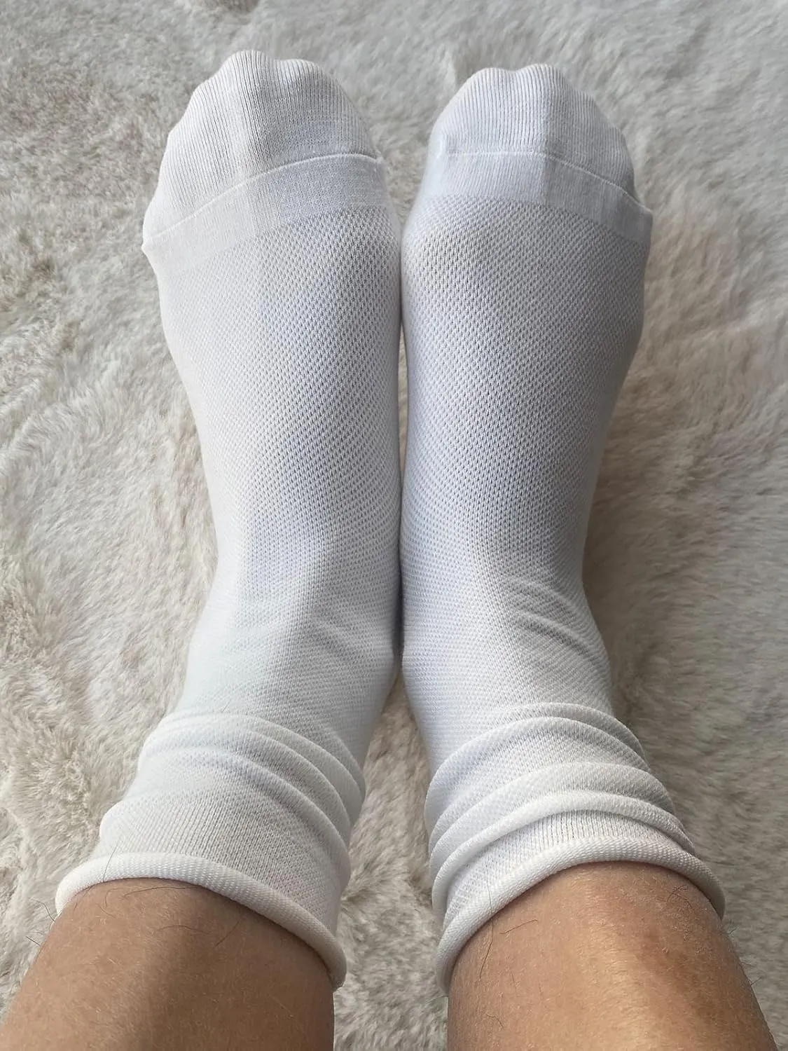 Doitall 3 Pairs Womens Roll Top Socks Slouch Cotton Crew Socks, Thin Socks with Seamless Toe & Non-Binding Top