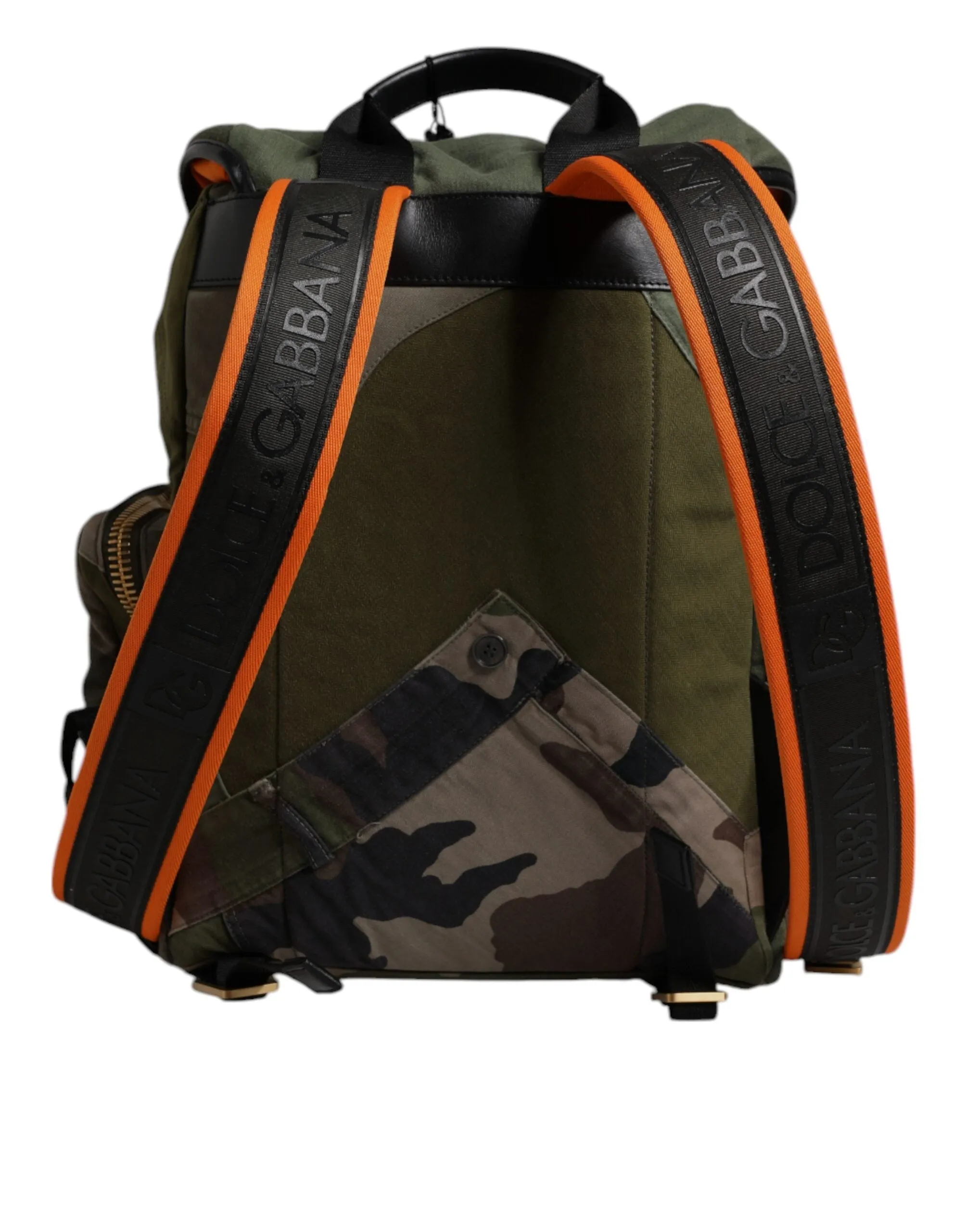 Dolce & Gabbana Green Patchwork Travel Backpack Military Bag