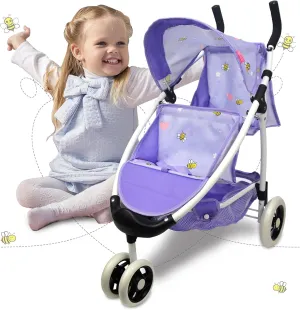 Doll Stroller Toy Anivia Realistic Doll Stroller Heart Design Gifts for Toddlers and Girls Foldable Baby Doll Stroller Toy (DA310pur)