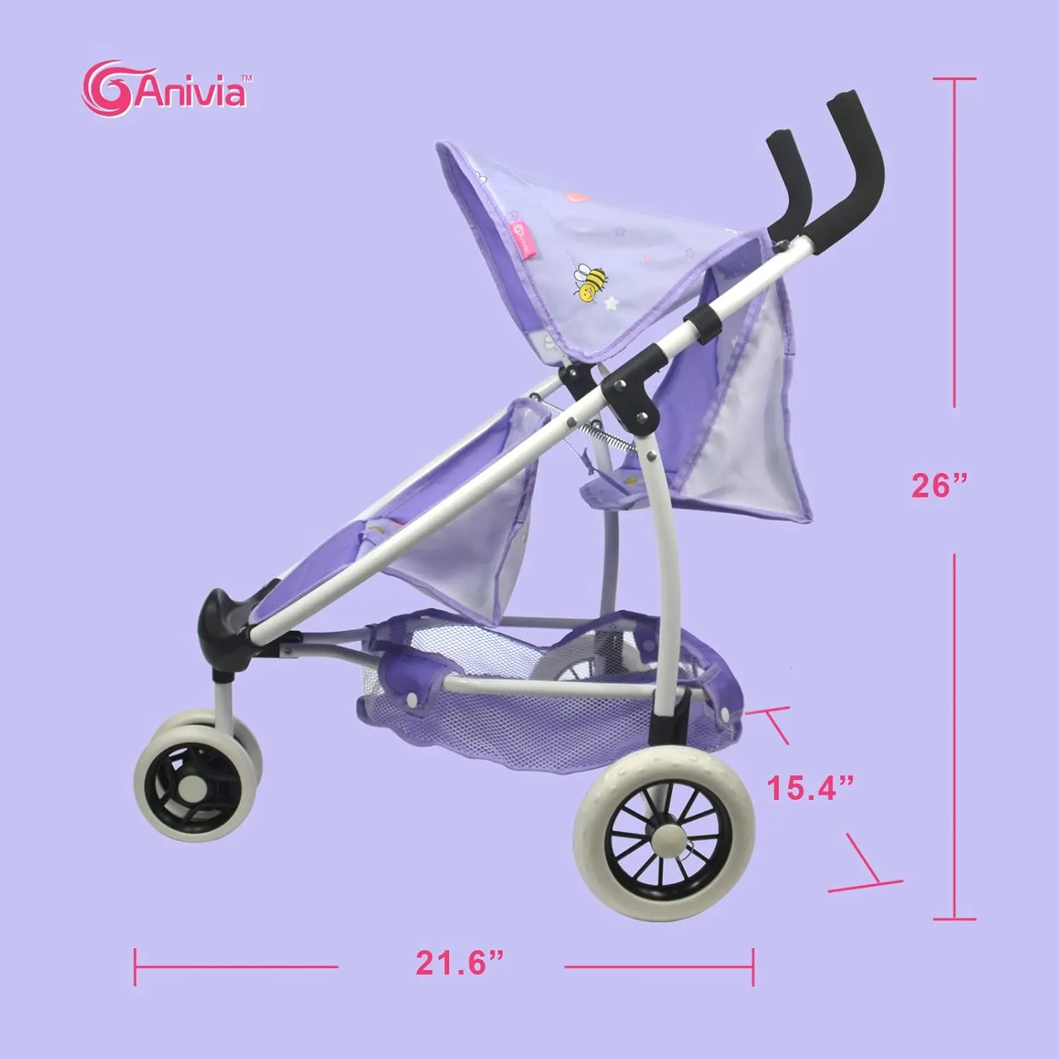 Doll Stroller Toy Anivia Realistic Doll Stroller Heart Design Gifts for Toddlers and Girls Foldable Baby Doll Stroller Toy (DA310pur)