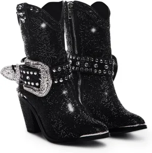 Dolls Kill Sheriff Shine Cowboy Boots by Club Exx - Rhinestone Encrusted Boots Made From Vegan Leather