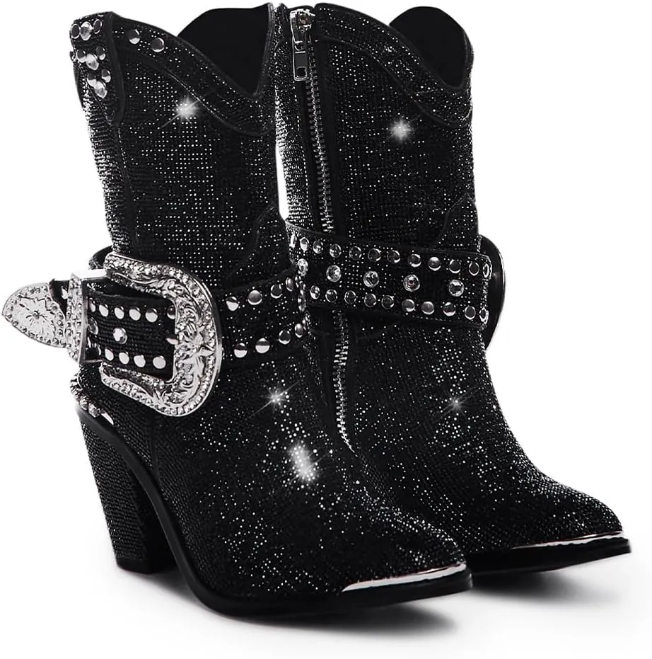 Dolls Kill Sheriff Shine Cowboy Boots by Club Exx - Rhinestone Encrusted Boots Made From Vegan Leather