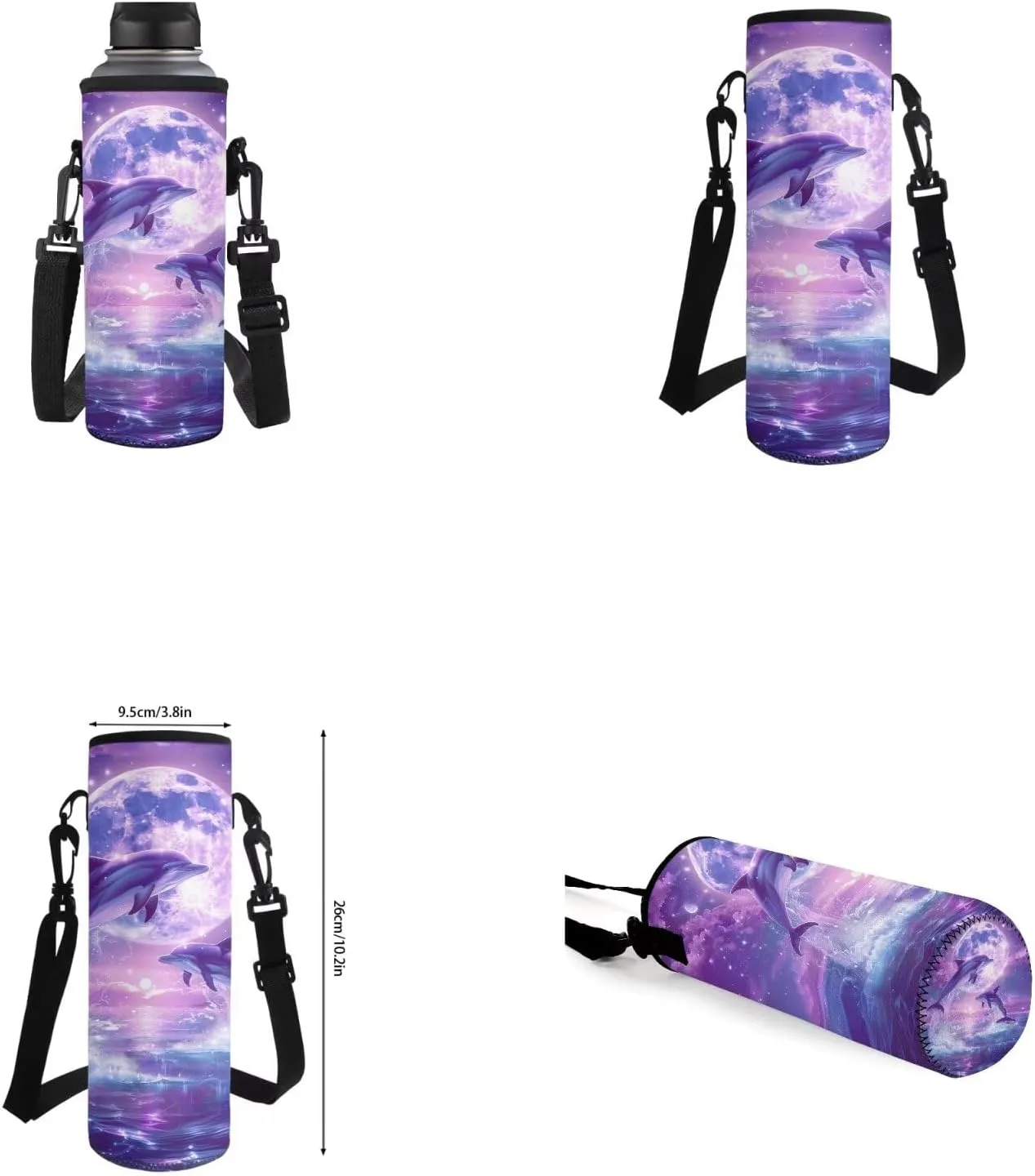 Dolphin Backpack for Girls Kids Backpack with Lunch Box Water Bottle Pouch and Aesthetic Pencil Case 4PCS Set Bookbag with Front Pocket for School Teens 17 inch Large Elementary School Bag