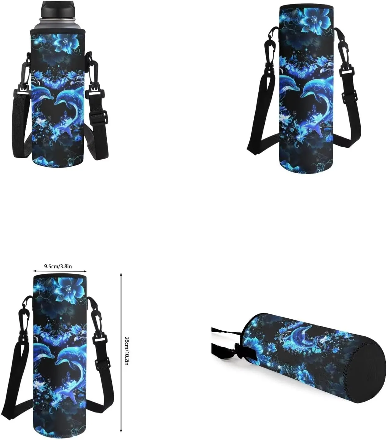 Dolphin Backpack for Girls Kids Backpack with Lunch Box Water Bottle Pouch and Aesthetic Pencil Case 4PCS Set Cute Bookbag with Front Pocket for School Teens 17 inch Large Capacity School Bag