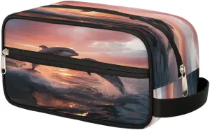Dolphins Toiletry Bag Dopp Kit Makeup Bag Aquatic Ocean Dolphin Travel Toiletry Bag for Women Men Portable Organizer Shaving Bag for Toiletries Accessories