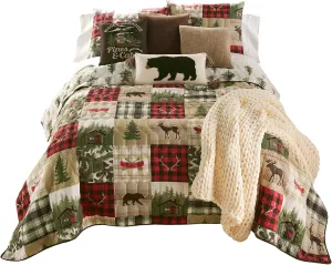 Donna Sharp Queen Bedding Set - 3 Piece - Cedar Lodge Lodge Quilt Set with Queen Quilt and Standard Pillow Shams - Machine Washable