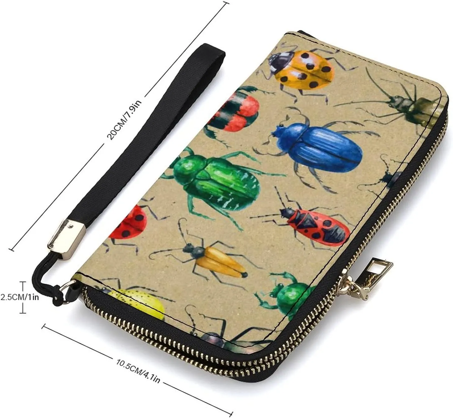 Donnapink Long Clutch Wallet, Long Handbag with Wristlet Strap, PU Leather Zip Purse