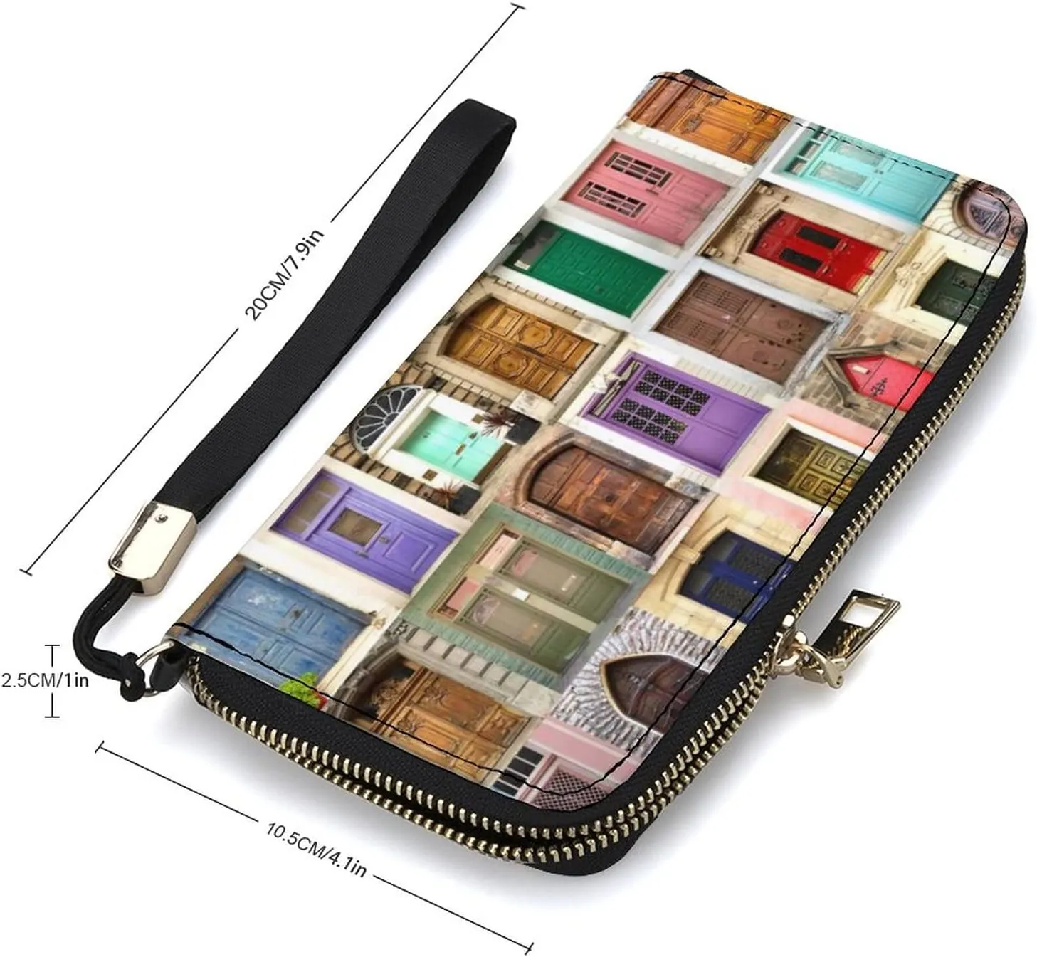 Donnapink Long Clutch Wallet, Long Handbag with Wristlet Strap, PU Leather Zip Purse