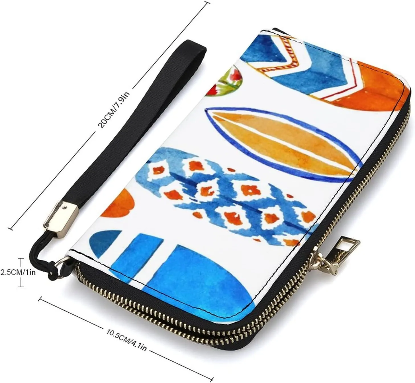 Donnapink Long Clutch Wallet, Long Handbag with Wristlet Strap, PU Leather Zip Purse