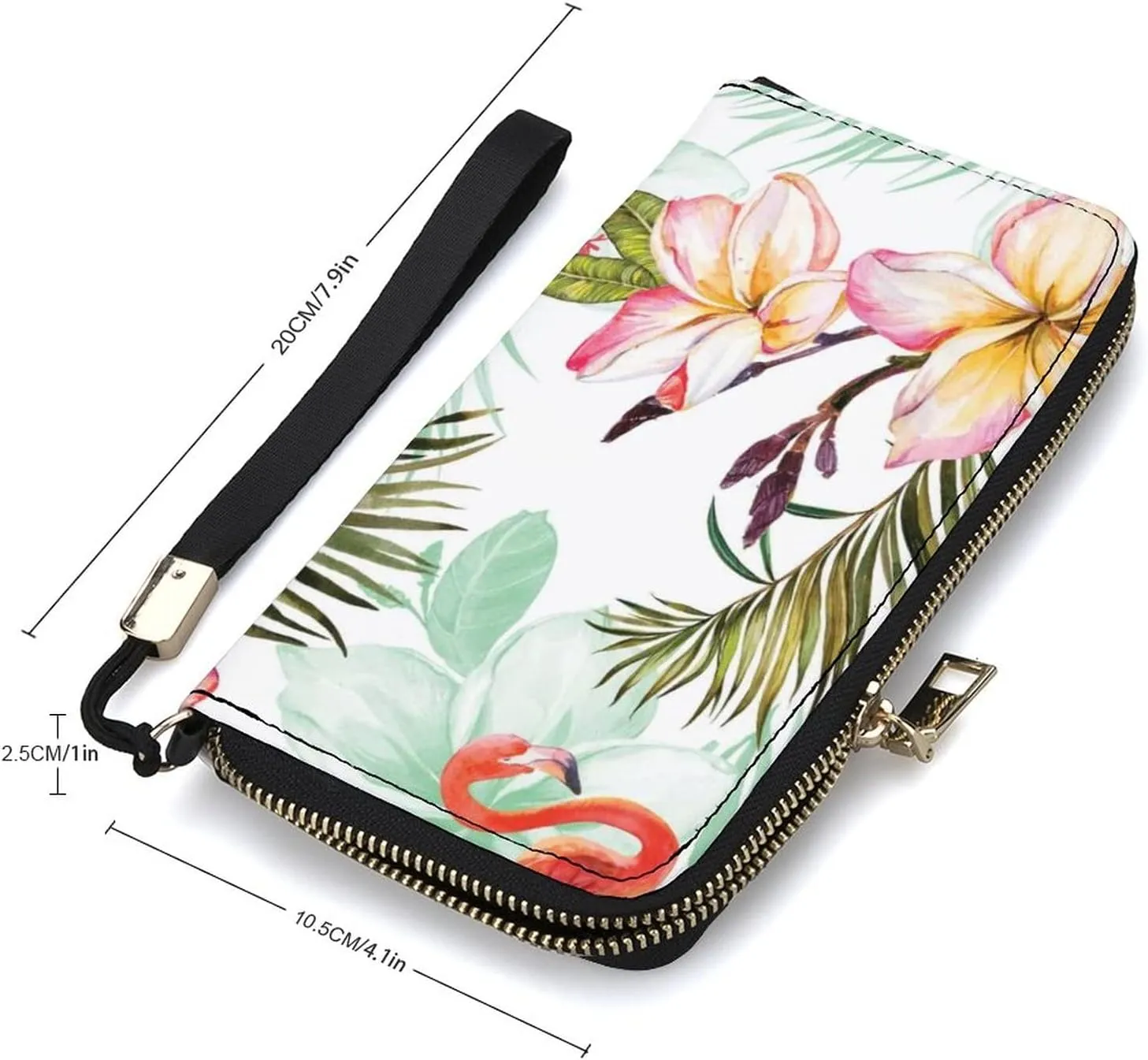 Donnapink Long Clutch Wallet, Long Handbag with Wristlet Strap, PU Leather Zip Purse