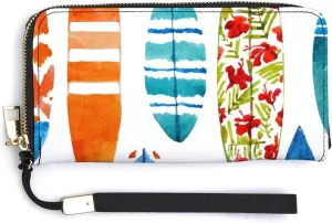 Donnapink Long Clutch Wallet, Long Handbag with Wristlet Strap, PU Leather Zip Purse