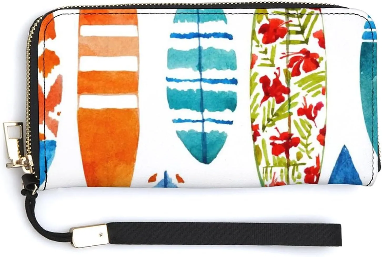 Donnapink Long Clutch Wallet, Long Handbag with Wristlet Strap, PU Leather Zip Purse