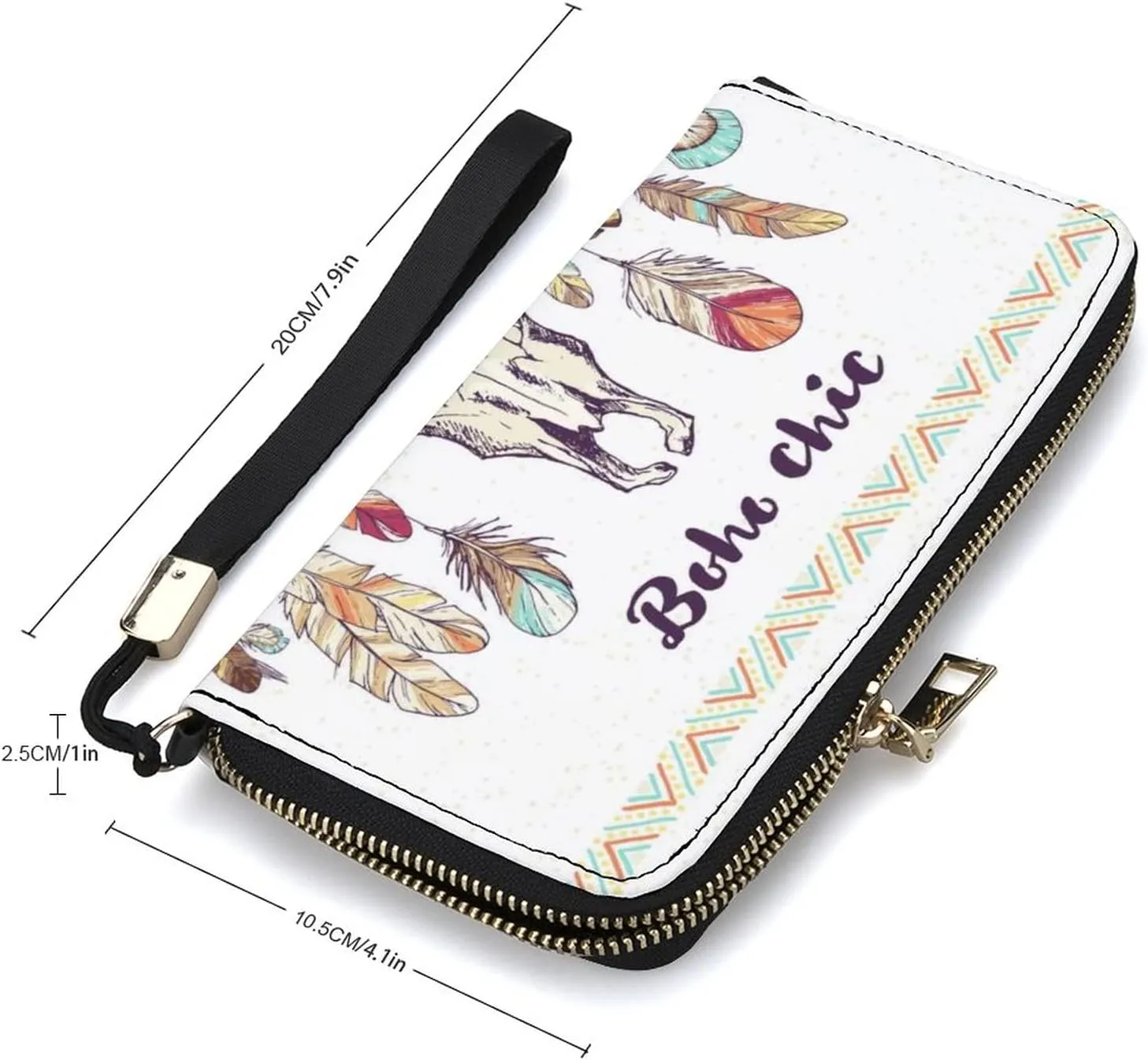Donnapink Long Clutch Wallet, Long Handbag with Wristlet Strap, PU Leather Zip Purse