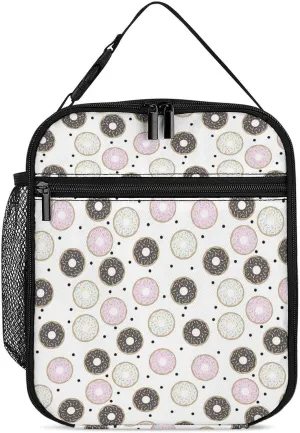 Donut Reusable Lunch Bag Insulated Portable Lunch Box Bag Leak Proof Dining Bag Lunch Box Container Tote Pattern166
