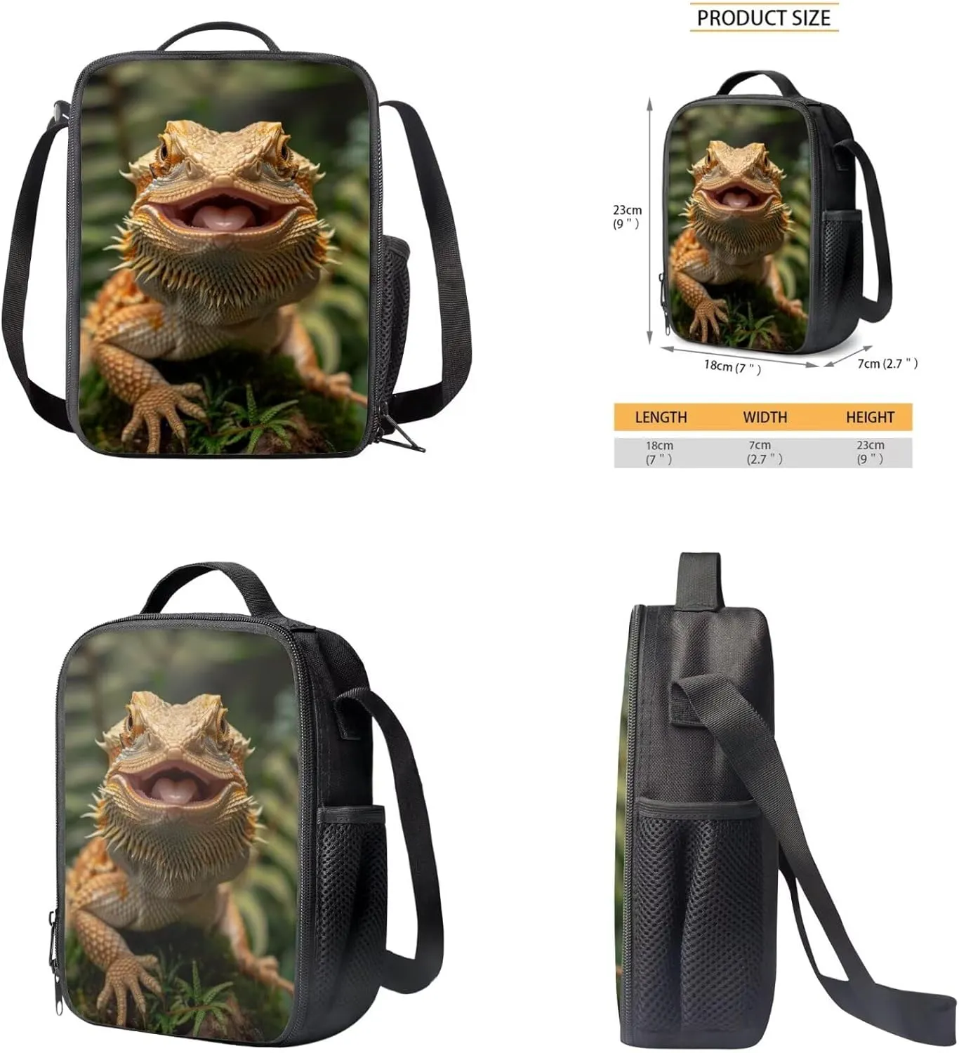 Dragon Lizard Backpack for Boys Kids Backpack with Lunch Box and Big Pencil Case 3PC Set Large Capacity Bookbag for Middle School Boys Casual Daypack Backpacks Sturdy 17 inch Sturdy School Bag