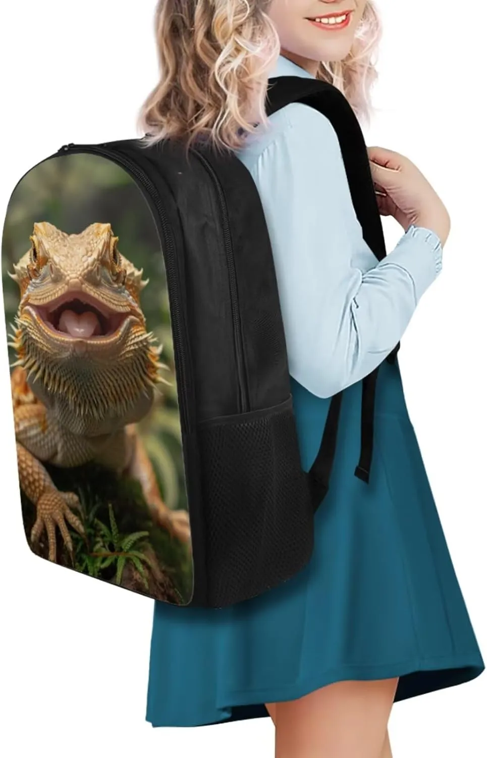 Dragon Lizard Backpack for Boys Kids Backpack with Lunch Box and Big Pencil Case 3PC Set Large Capacity Bookbag for Middle School Boys Casual Daypack Backpacks Sturdy 17 inch Sturdy School Bag