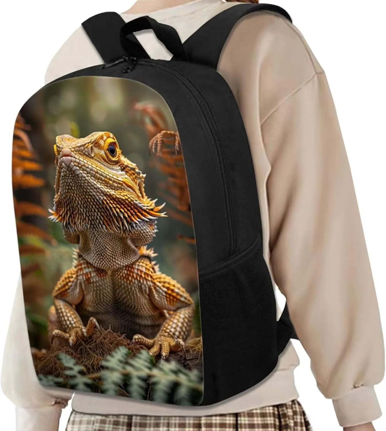 Dragon Lizard Backpack for Kids Boys Backpack with Lunch Box and Big Pencil Case 3PCS Bookbag Set 17" Sturdy School Bag with Side Pocket Casual Daypack Backpacks Kids Back to School Essentials