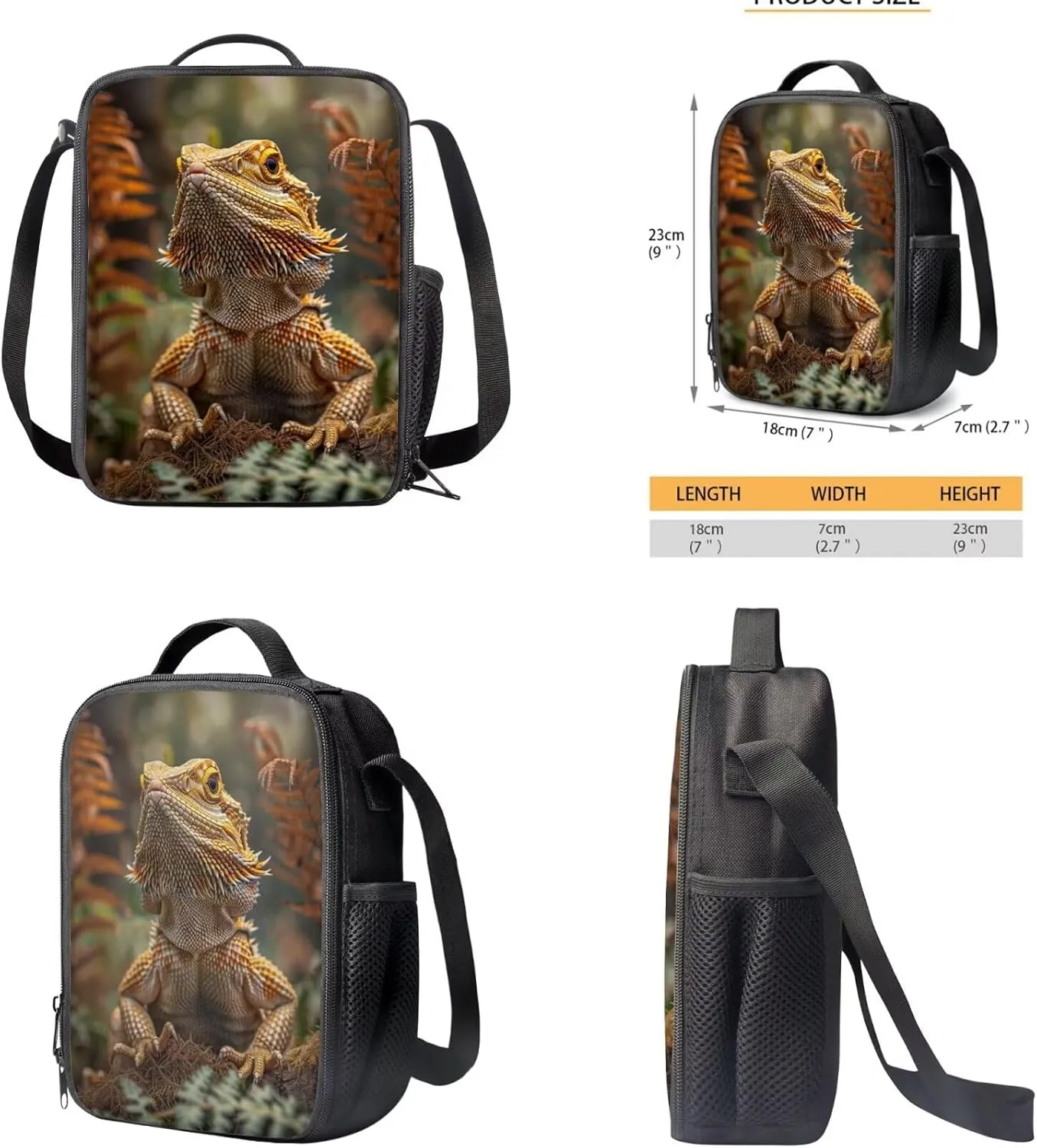 Dragon Lizard Backpack for Kids Boys Backpack with Lunch Box and Big Pencil Case 3PCS Bookbag Set 17" Sturdy School Bag with Side Pocket Casual Daypack Backpacks Kids Back to School Essentials