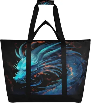 Dragon Reusable Insulated Lunchbox Cooler Bag, Leakproof Kitchen Grocery Bag Collapsible Portable Cooler Tote Bag for Picnic, Camping, Office, Travel