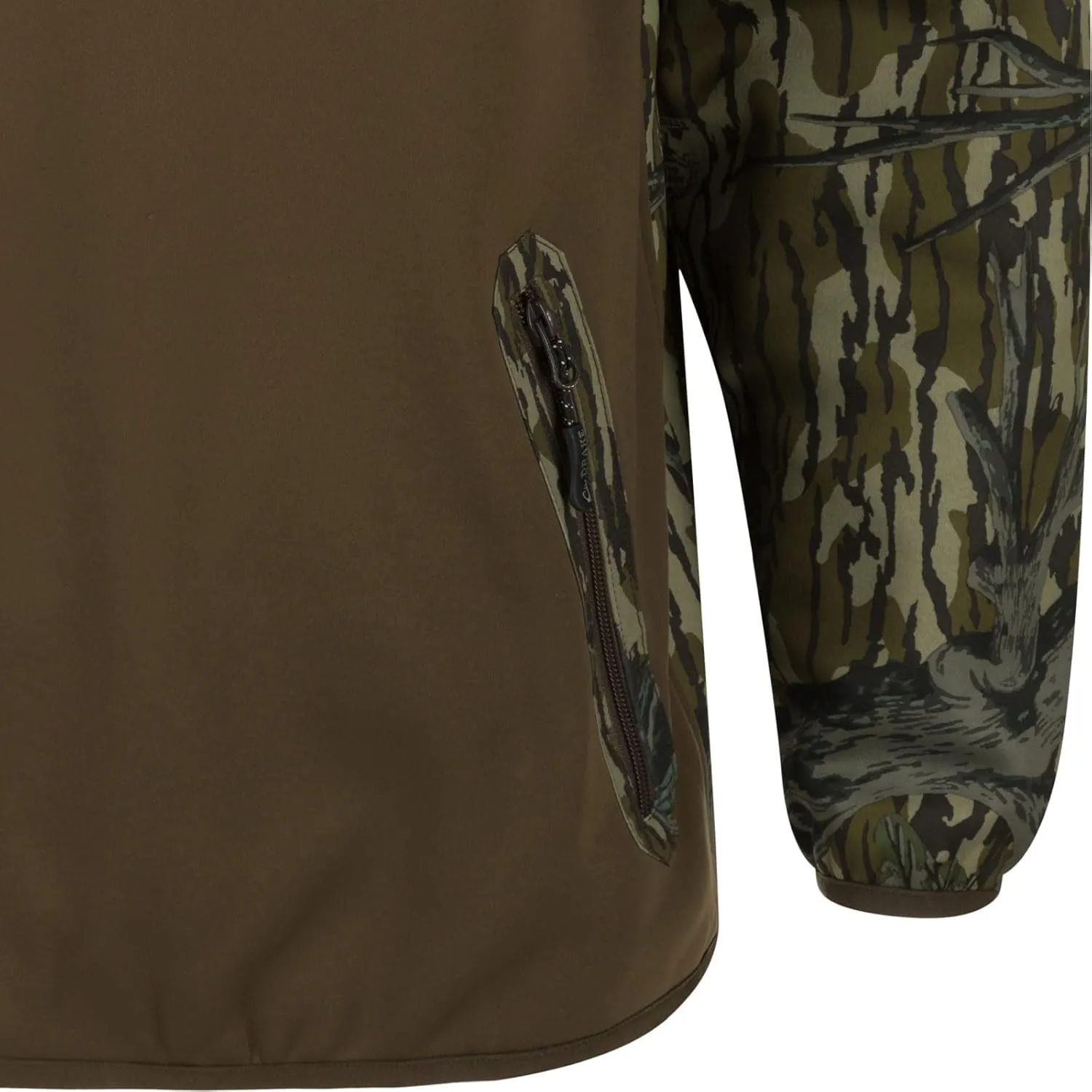 Drake Waterfowl Men's MST Endurance Soft Shell Camo Hunting Warm Quarter-Zip Hoodie with Chest Pocket & 2 Hip Zipper Pockets