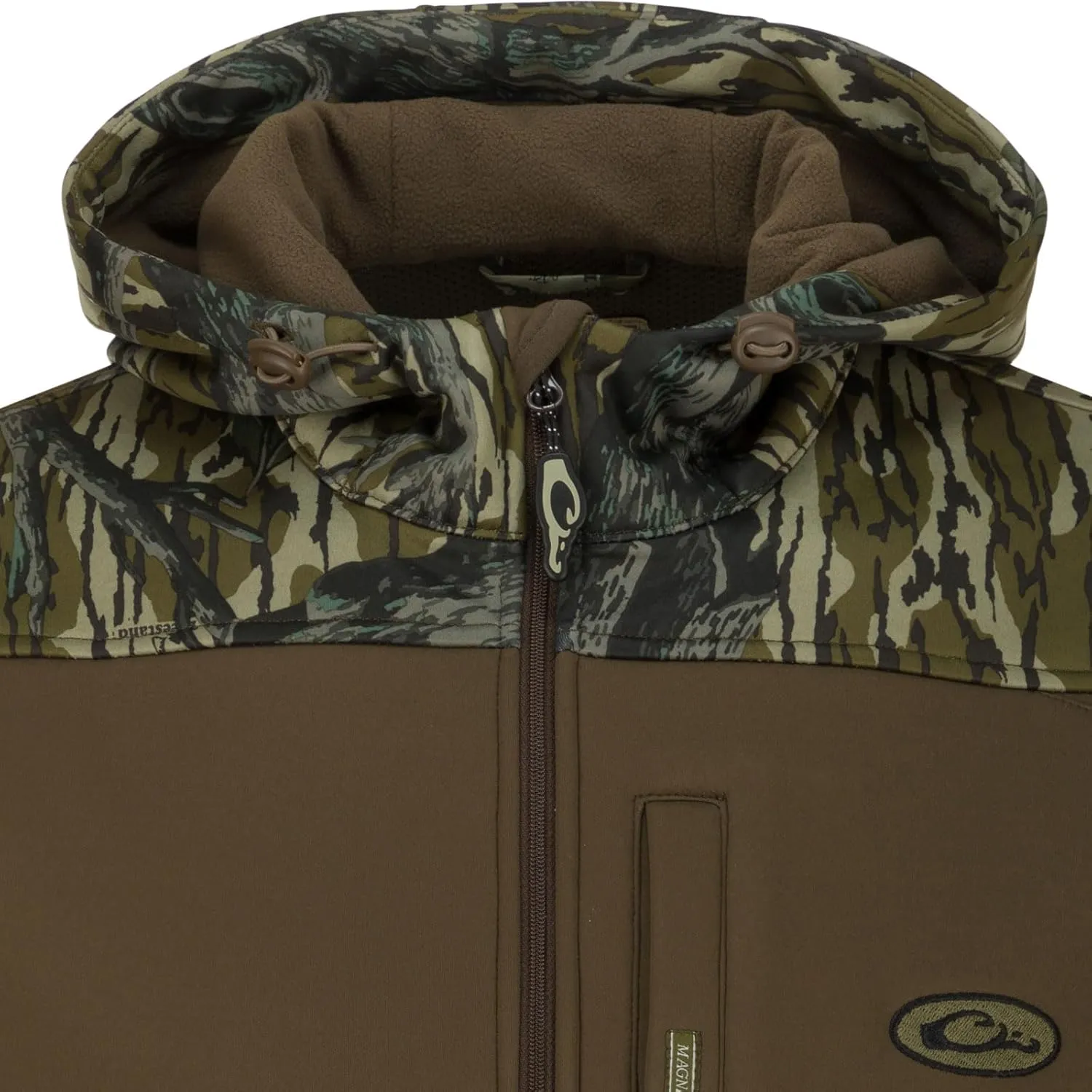 Drake Waterfowl Men's MST Endurance Soft Shell Camo Hunting Warm Quarter-Zip Hoodie with Chest Pocket & 2 Hip Zipper Pockets