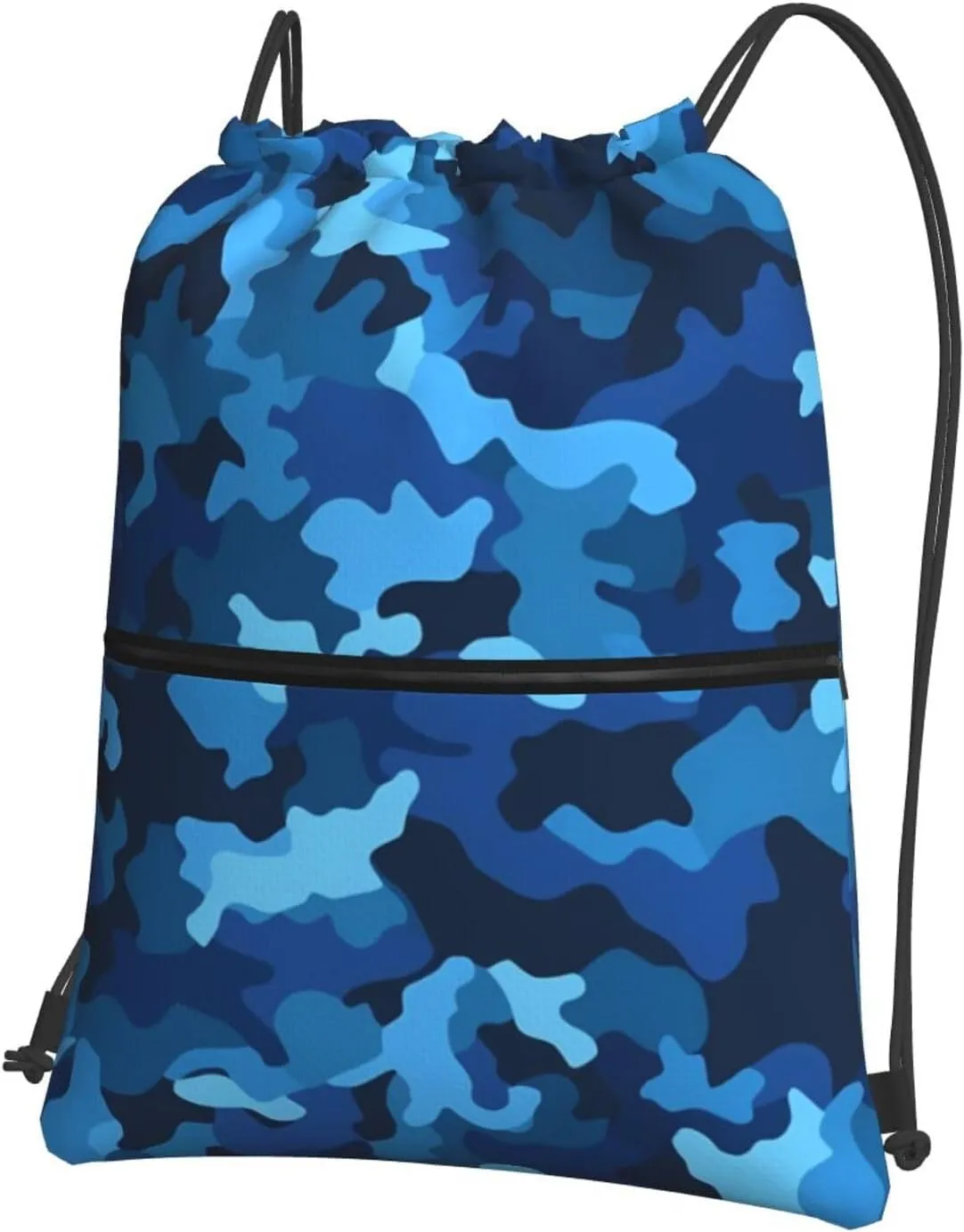 Drawstring Backpack Sports Gym Bags Blue Camo Drawstring Bags for Men Women Beach Bag String Bag