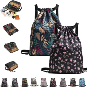 Drawstring Foldable Large Capacity Dry-wet Separation Travel Sports Backpack,Waterproof Lightweight Drawstring Gym Bag (2Pcs-d)