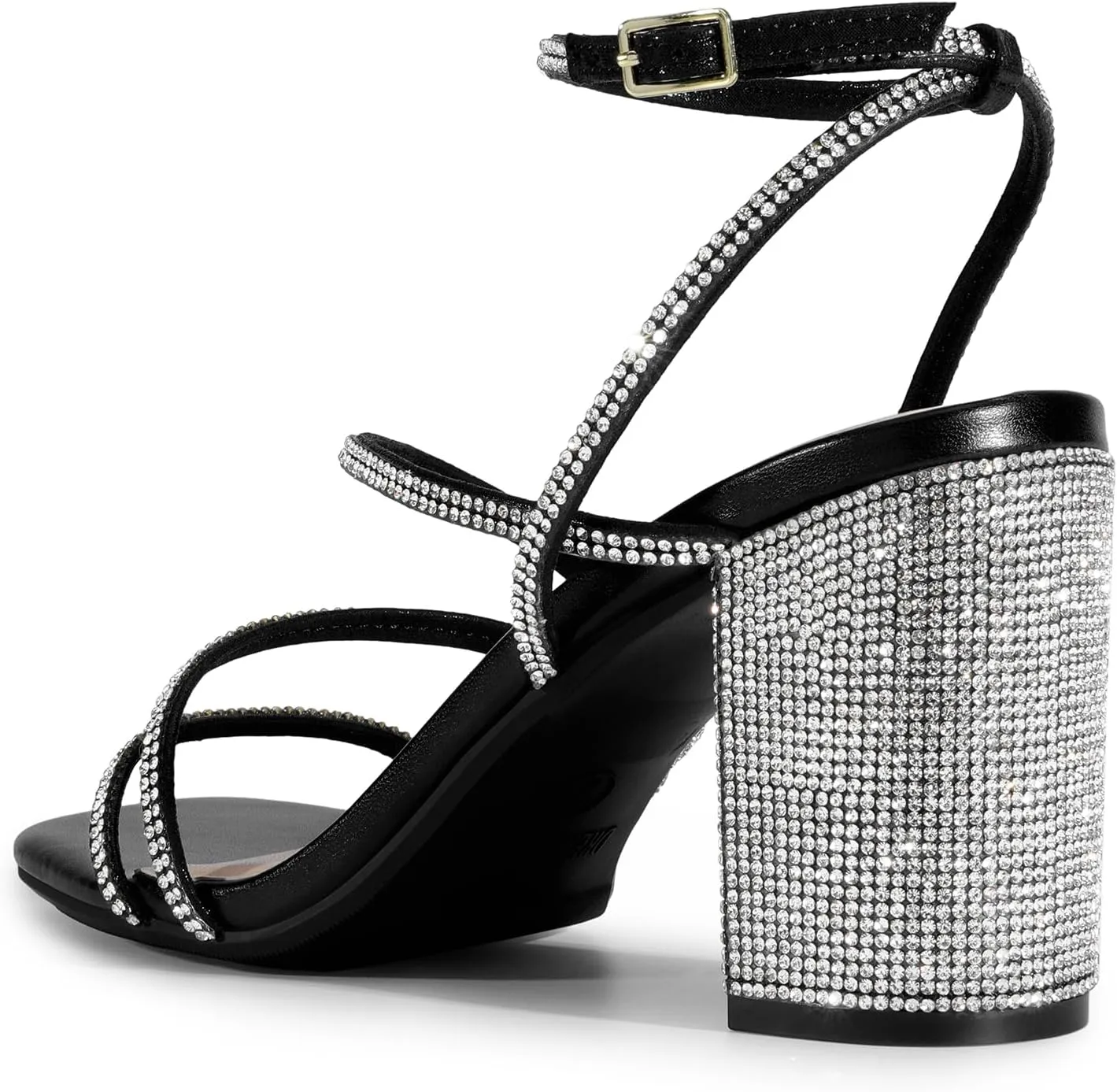 DREAM PAIRS Women's Heels Chunky Block Strappy Square Open Toe Ankle Buckle Heeled Sandals Wedding Party Dress Shoes Indie