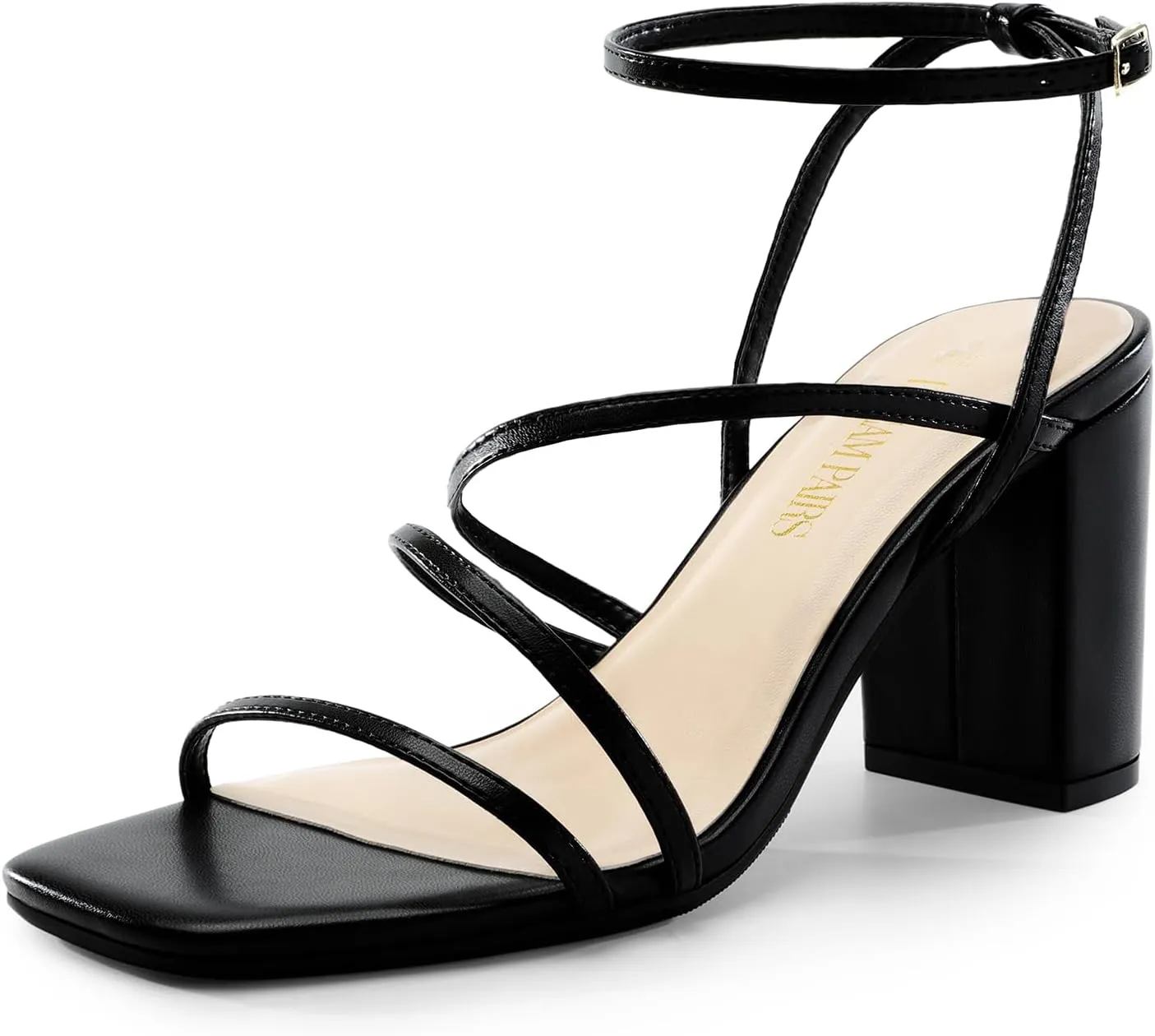 DREAM PAIRS Women's Heels Chunky Block Strappy Square Open Toe Ankle Buckle Heeled Sandals Wedding Party Dress Shoes Indie