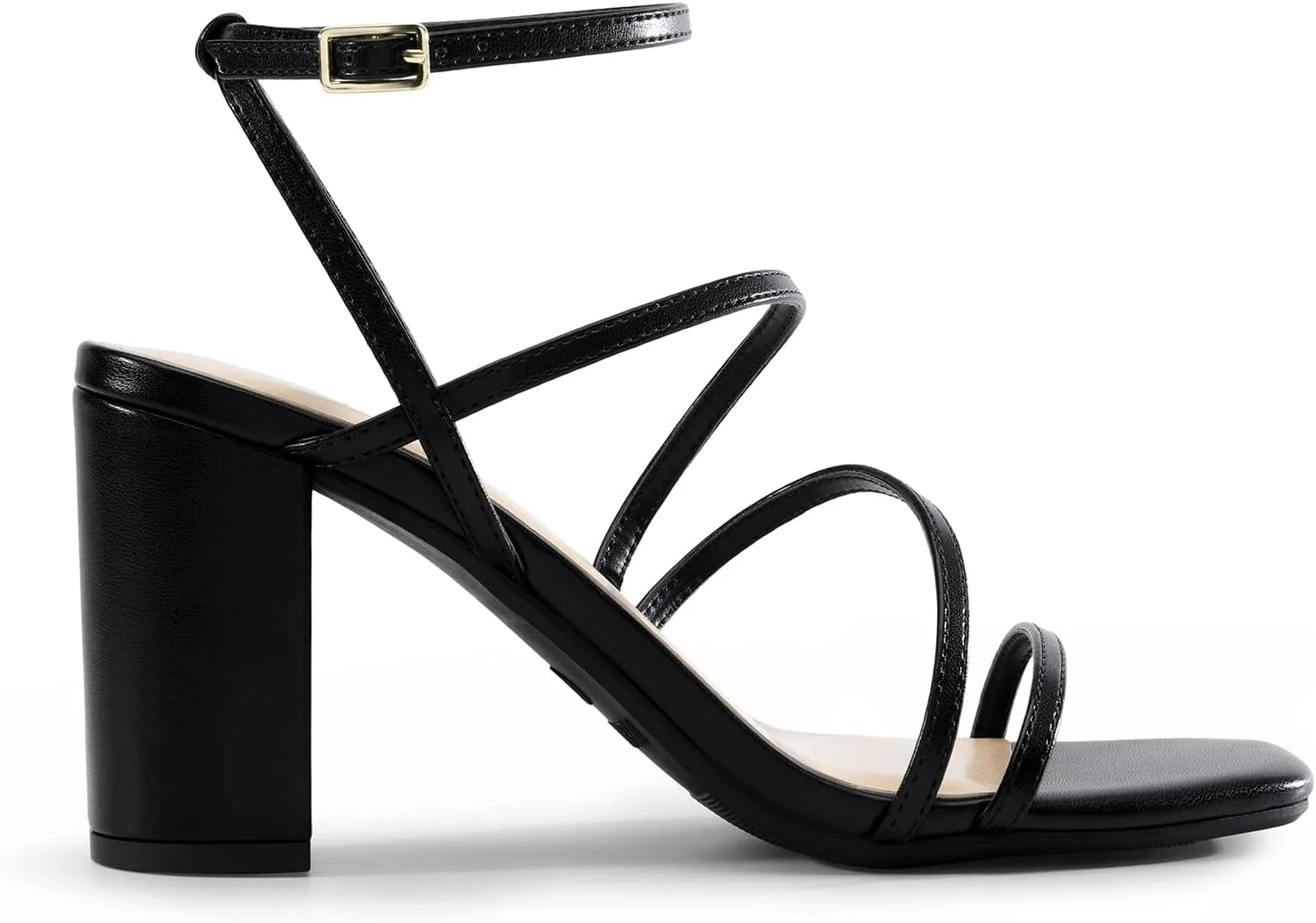 DREAM PAIRS Women's Heels Chunky Block Strappy Square Open Toe Ankle Buckle Heeled Sandals Wedding Party Dress Shoes Indie