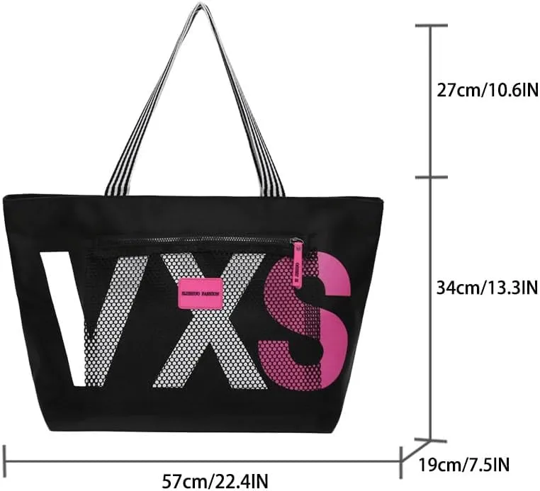 Dry wet separation Korean style super large capacity beach travel shopping bag letter women's tote bag