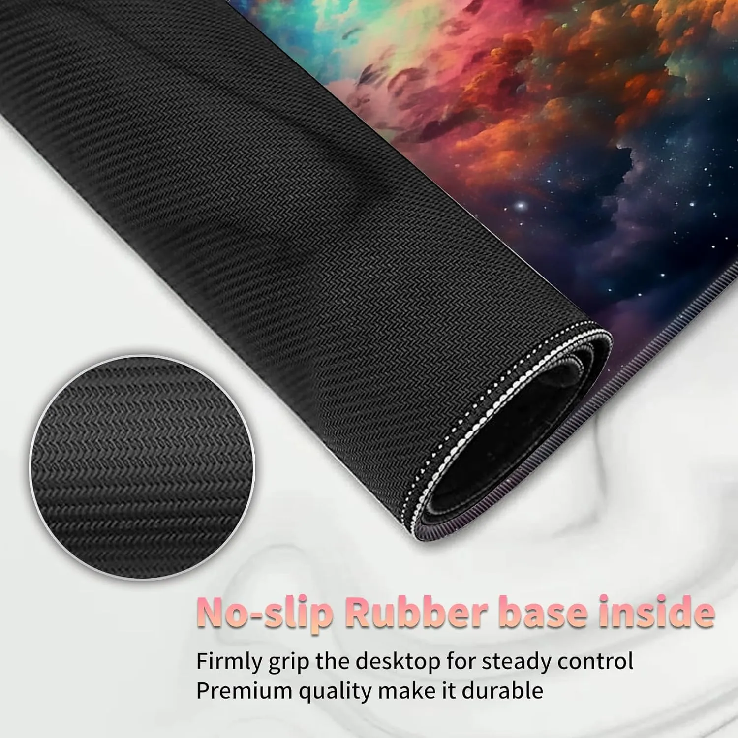 Duel Playma for DTCG, Card Game Mat Non-Slip Rubber Base and Stitched, 24 x 14 in TCG Play Mat with Zones for CCG and Other Card Games, Colorful Starry Sky