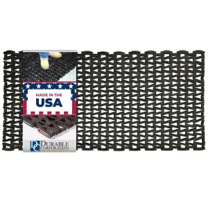 Durable Durite Recycled Tire-Link Outdoor Entrance Mat, Herringbone Weave, 24" x 48", Black