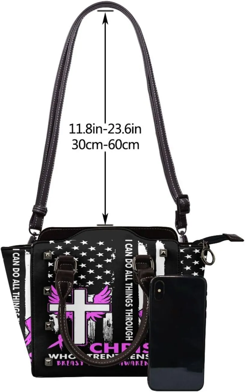 DWomen's Pu Leather Handbag Rivet Shoulder Bag Fashion Studded Top Handle Satchel Crossbody Tote Bag Punk Bag Purse