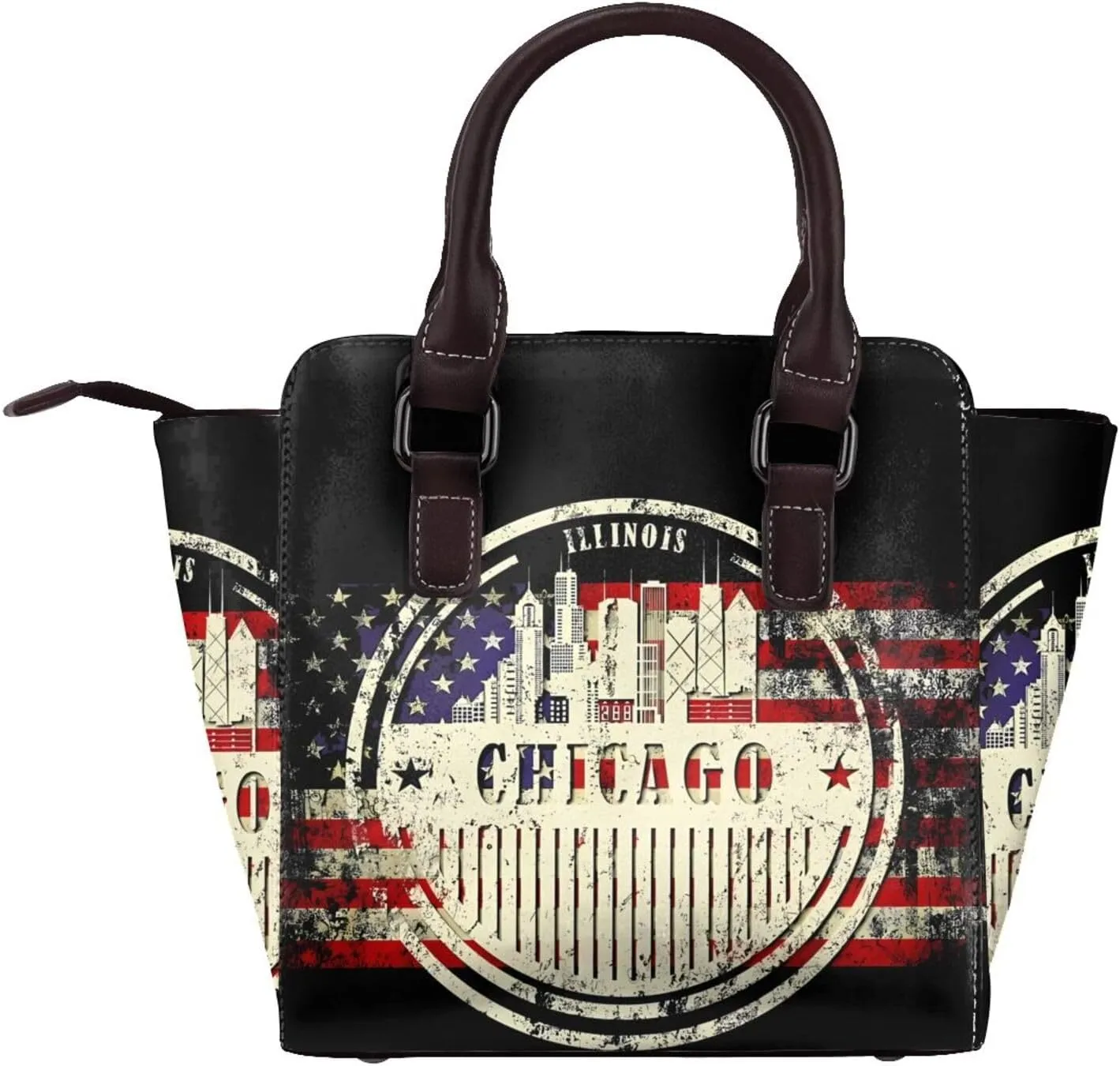 DWomen's Pu Leather Handbag Rivet Shoulder Bag Fashion Studded Top Handle Satchel Crossbody Tote Bag Punk Bag Purse