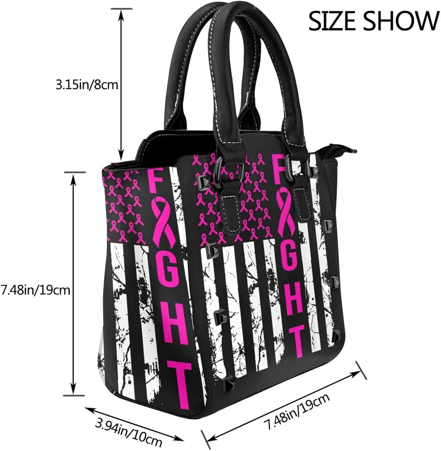 DWomen's Pu Leather Handbag Rivet Shoulder Bag Fashion Studded Top Handle Satchel Crossbody Tote Bag Punk Bag Purse