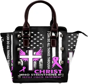 DWomen's Pu Leather Handbag Rivet Shoulder Bag Fashion Studded Top Handle Satchel Crossbody Tote Bag Punk Bag Purse