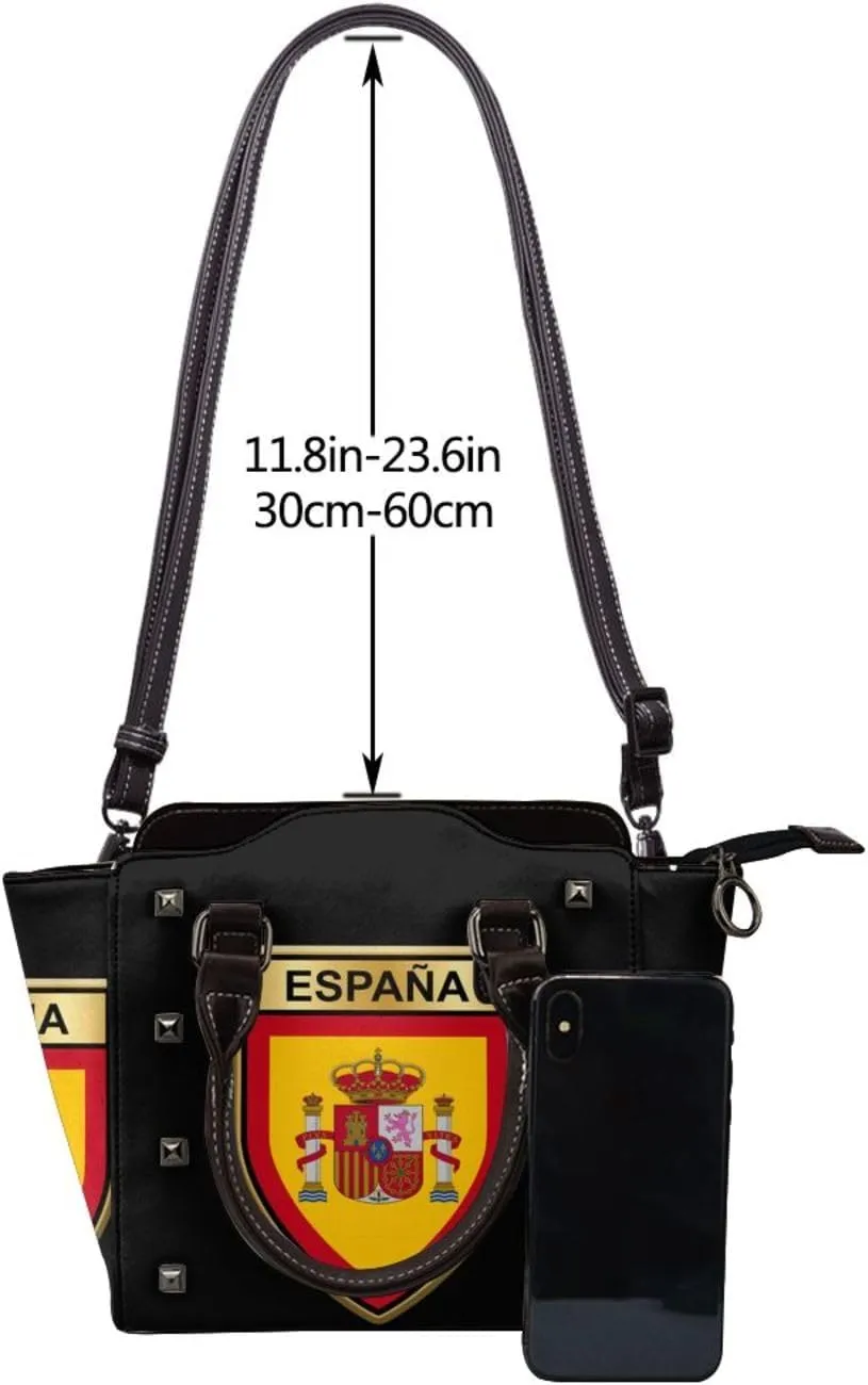 DWomen's Pu Leather Handbag Rivet Shoulder Bag Fashion Studded Top Handle Satchel Crossbody Tote Bag Punk Bag Purse