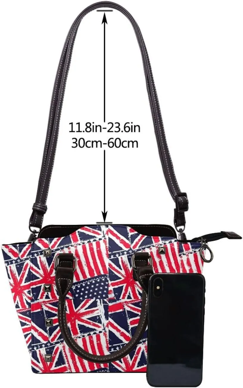 DWomen's Pu Leather Handbag Rivet Shoulder Bag Fashion Studded Top Handle Satchel Crossbody Tote Bag Punk Bag Purse