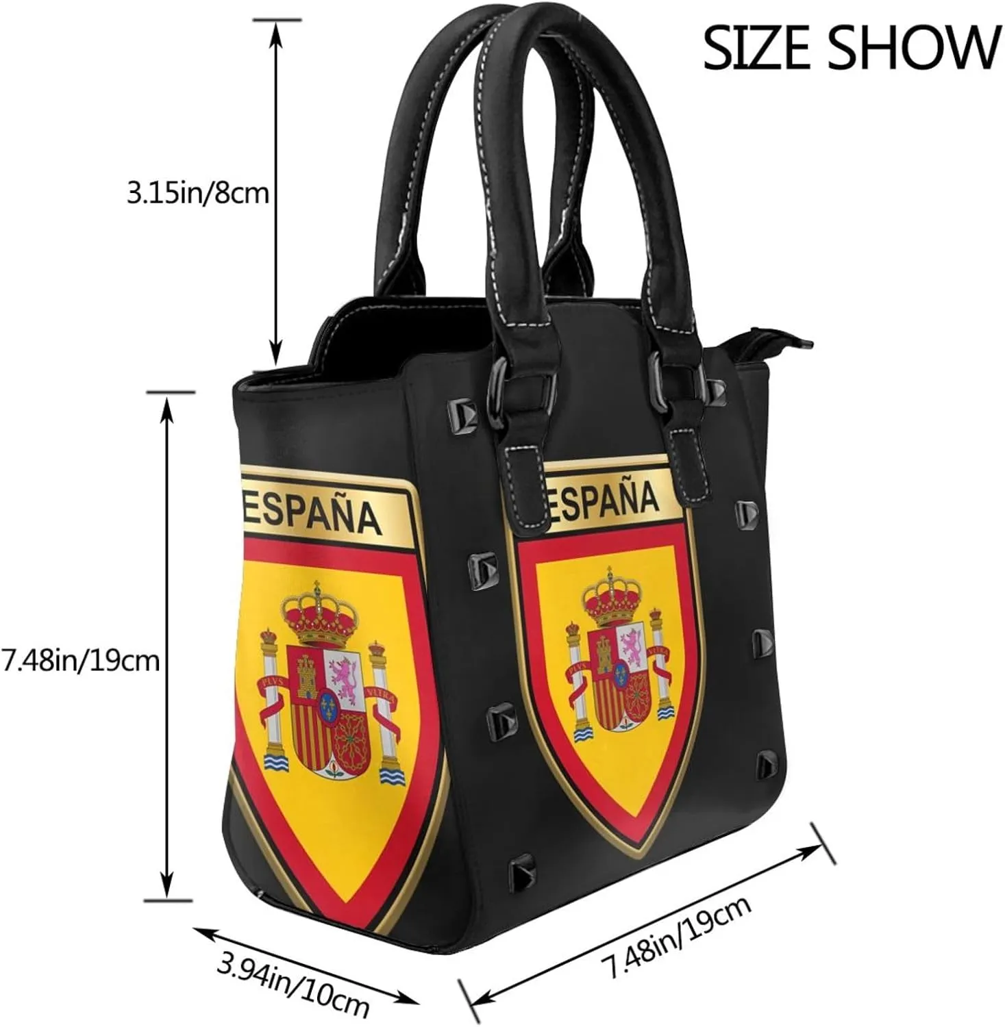 DWomen's Pu Leather Handbag Rivet Shoulder Bag Fashion Studded Top Handle Satchel Crossbody Tote Bag Punk Bag Purse