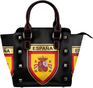 DWomen's Pu Leather Handbag Rivet Shoulder Bag Fashion Studded Top Handle Satchel Crossbody Tote Bag Punk Bag Purse