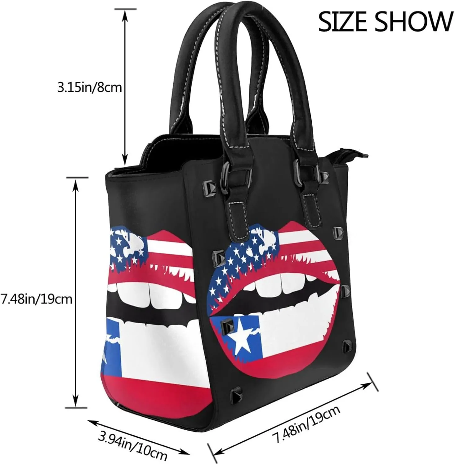 DWomen's Pu Leather Handbag Rivet Shoulder Bag Fashion Studded Top Handle Satchel Crossbody Tote Bag Punk Bag Purse